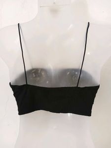 Stylish Black Fringe Crop Top