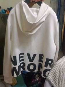 White Half Cut Hoodie For Women