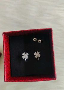 925 Clover Stud Earrings With Hallmark