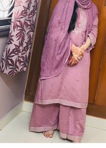 Purple Kurta And Palazzo With Dupatta