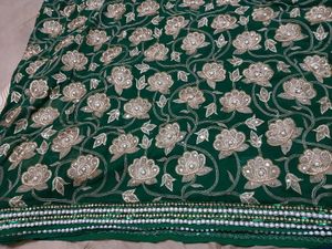 Green Embroidery Saree With Blouse.
