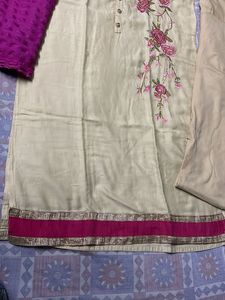 Beautiful Pink Thread Work Kurta Set