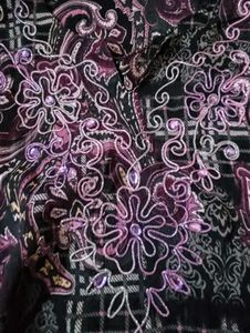 Y2k Checkered Paisley Mesh Embroided Kurti