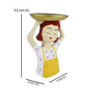Beautiful Girl Resin Decorative Tray Showpiece