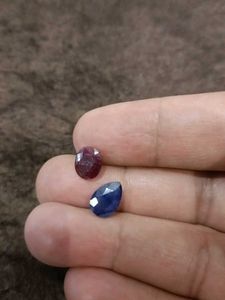 Loose Faceted Gemstones - Ruby &amp; Blue Sapphire
