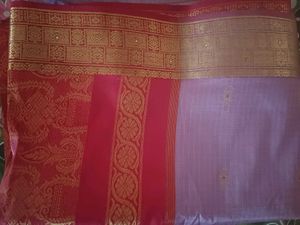 Elegant Red & Lavender Saree