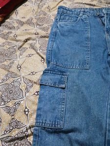 Blue Denim Cargo Jeans