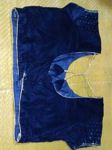 Elegant Navy Blue Velvet Blouse