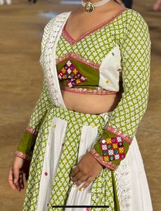Green and White Chaniya Choli