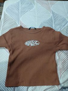 Brown 'New York' Crop Top