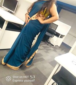 Teal Saree With Unstitched Blouse