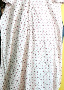 Premium Floral White Front Open Maxi (Night Wear)