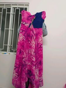 Pink Pure Chiffon Full Umbrella Gown
