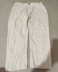 Bene Kleed Cream Wide Leg Denim Jeans, 36 Size