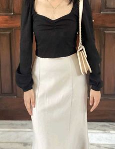 Ruched Sweetheart Ribbed Top