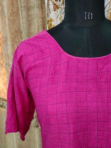 Pink Checkered Kurta