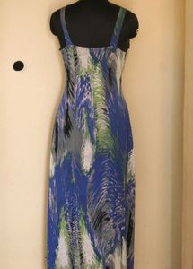 Royal Blue Abstract Print Maxi Stretch Dress