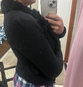 Black Faux Fur crop blazer