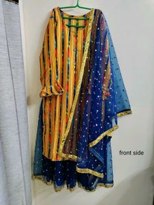 Strip Multi Colour Kurta with Navy Blue Garara 💗