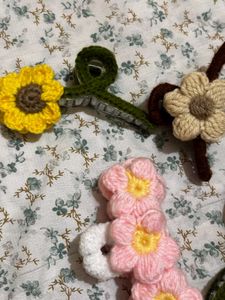 Handmade Crochet Flower Hair Clips