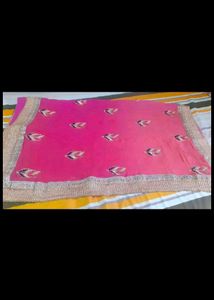 Pink Chiffon Sari With Blouse