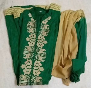 Green Colour Kurta With Dupatta