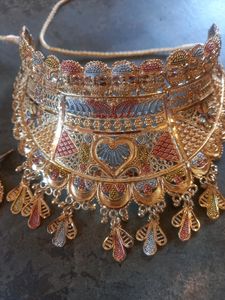 New Gold Pleated Nacklace Jewellery Set Pack Of 1