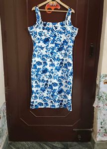 White And Blue Floral Dress