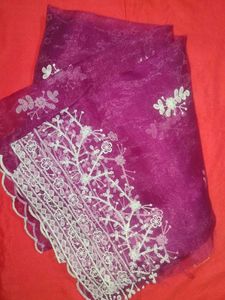 Purple Organza Dupatta