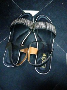 Black Beaded Flats