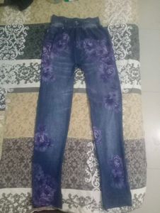 Floral Print Denim Leggings