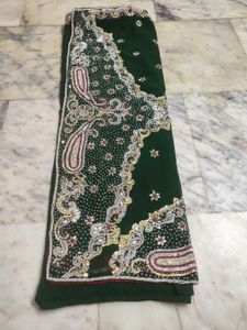 Dark Green 🍏 Saree Heavyworks 💎