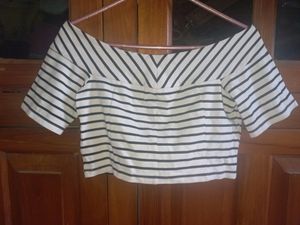 White Strip Bardot Top
