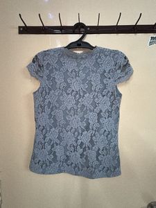 Elegant Grey Lace Top