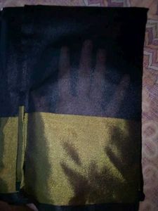 BLACK SAREE WITH GOLDEN BORDER