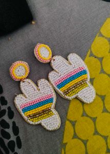 Statement Beaded Cactus Earrings