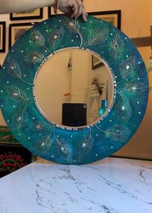 Krishna Detailed Mirror With Lippan Art🦚❤️