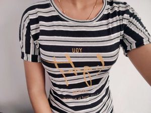 Striped Tee with Graphic