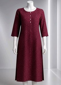 Burgundy Print A-Line Kurti