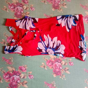 Floral Red Bodycon Dress