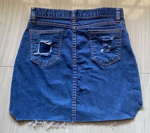 Denim Mini Skirt - Raw Hem