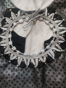 Silver With Black Blouse