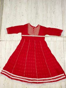 ❤️ Beautiful Red Embroidered Anarkali Gown 🌸