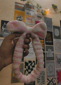 Cute Pink Striped Bow Headband