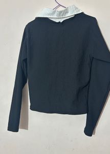 Black T-shirt with White Collar