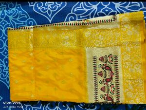 New Unused ChanderiSilk ReshamWork Saree StichedBl