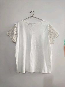 White Lace Sleeve Top