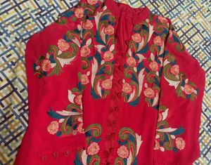 Red Embroidered Kurti