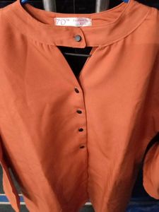 Orange Button-Down Top