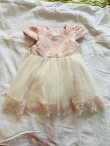 Elegant Pink &amp; Cream Tulle Dress